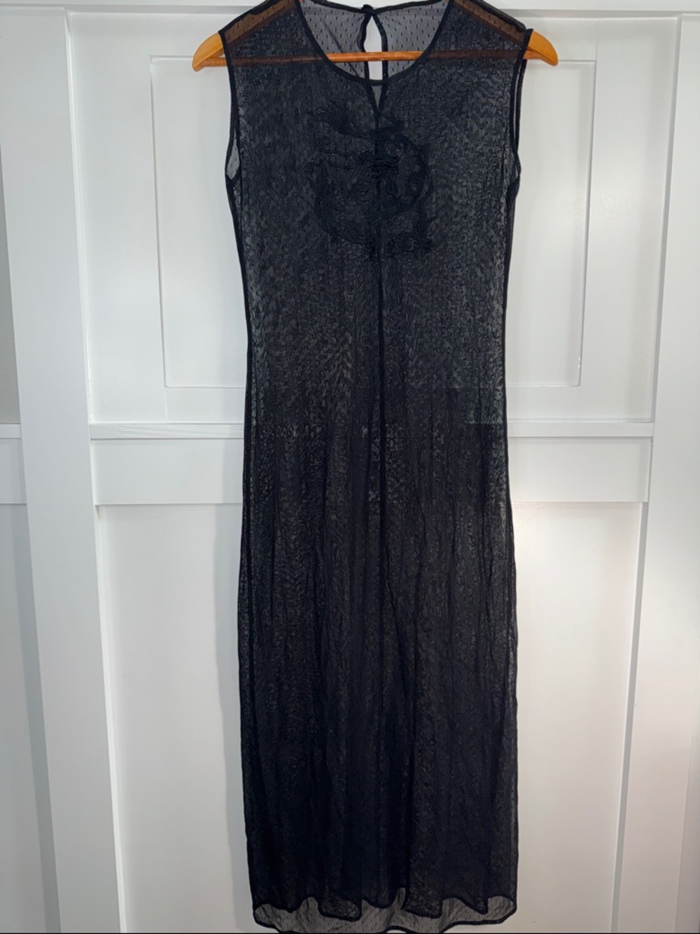 Black Sheer Sleeveless Maxi Coverup - festival coverup western lace